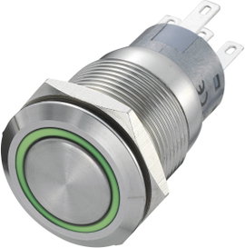 Vandálbiztos nyomógomb 250 V/AC 5 A 1 x Ki/(Be) piros/zöld TRU COmPONENTS LAS1-AGQ-11E/R-G IP67
