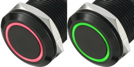 Vandálbiztos nyomógomb 250 V/AC 5 A 1 x Ki/(Be) piros/zöld TRU COmPONENTS LAS1-AGQ-11E/R-G IP67