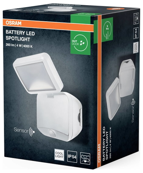 OSRAM HOMELIGHTING Battery LED Spotlight Sensor 4W 4000K IP54 White 4099854497537 Kültéri fényszóró 3. kép