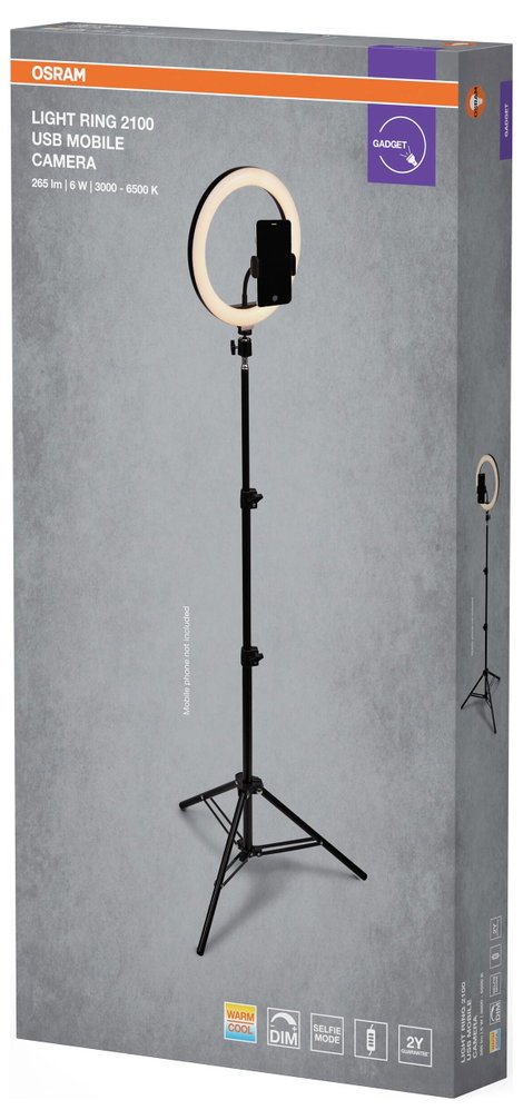 OSRAM HOMELIGHTING Linear LED Mobile Ring Tripod 4099854497636 LED-es gyűrű 6.00 W Fekete 3. kép