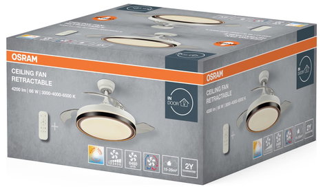 OSRAM HOMELIGHTING Ceiling Fan Retractable 1070 66W White Mennyezeti ventilátor 66 W 3. kép