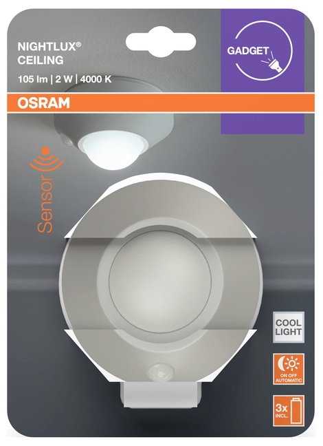 OSRAM HOMELIGHTING NIGHTLUX Ceiling Silver 4099854530777 LED-es éjszakai fény Hidegfehér ezüst 3. kép