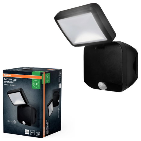 OSRAM HOMELIGHTING Battery LED Spotlight Sensor 4W 4000K IP54 Black 4099854497490 Kültéri fényszóró 2. kép