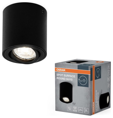 OSRAM HOMELIGHTING Spot Surface Round GU10 Black 4099854445965 LED-es kültéri fali lámpa GU10 Fekete 2. kép