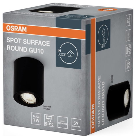 OSRAM HOMELIGHTING Spot Surface Round GU10 Black 4099854445965 LED-es kültéri fali lámpa GU10 Fekete 3. kép