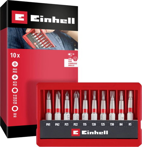 Einhell Bit Taschenbox 10tlg 118643 Bit készlet TORX, PH, PZ, Belső hatlap