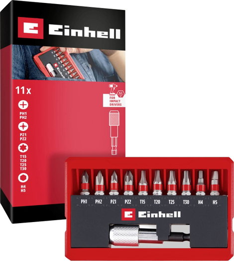 Einhell Bit Taschenbox 11tlg 118663 Bit készlet TORX, PH, PZ, Belső hatlap Bit tartóval