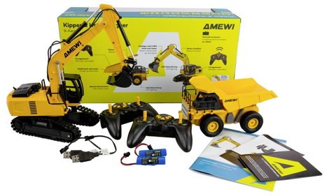 Amewi 22710 2-in-1 Set Kipper & Kettenbagger 1:24 Elektro RC kezdő funkcionális modell RtR Fényeffek 2. kép