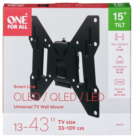 One For All WM2221 TV fali tartó Billenthető 33 cm (13) - 101,6 cm (40) Állítható magasságú 3. kép