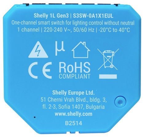 Shelly 1L Gen3 Vezeték nélküli kapcsoló 4. kép