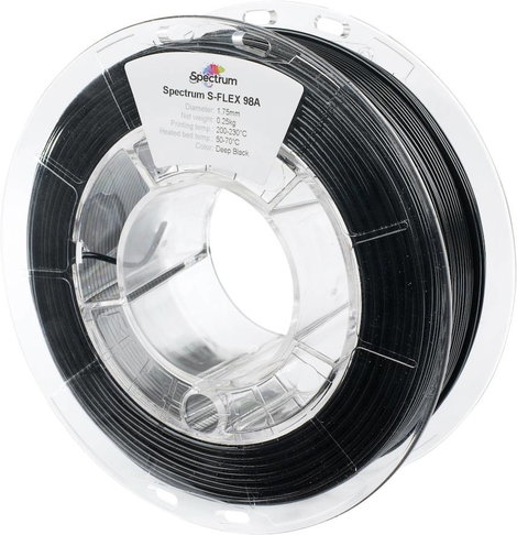 Spectrum Filaments 80523 S-Flex 98A 3D nyomtatószál TPU rugalmas 1.75 mm 250 g Mélyfekete, Fekete 1