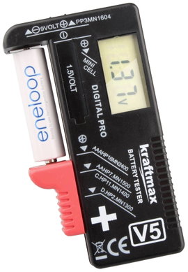 kraftmax Elemteszter Mérési tartomány (elemteszter) 1,2 V, 1,5 V Akku, Elem 146699
