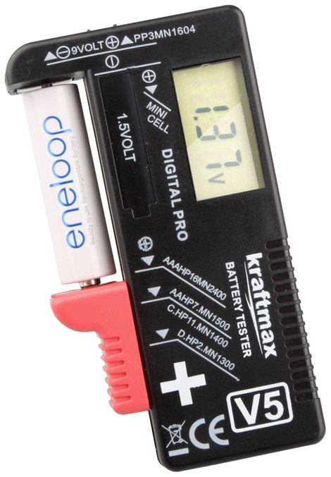 kraftmax Elemteszter Mérési tartomány (elemteszter) 1,2 V, 1,5 V Akku, Elem 146699