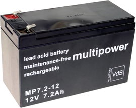 multipower MP7,2-12 Ólomakku 12 V 7.2 Ah Ólom-vlies (AGM) (Sz x Ma x Mé) 65 x 102 x 151 mm 4,8 mm-es