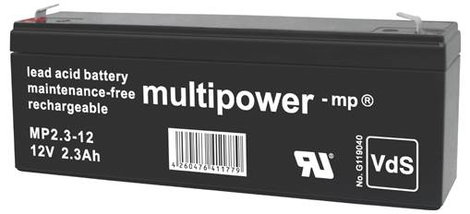 multipower MP2,3-12 Ólomakku 12 V 2.3 Ah Ólom-vlies (AGM) (Sz x Ma x Mé) 178 x 66 x 34 mm 4,8 mm-es