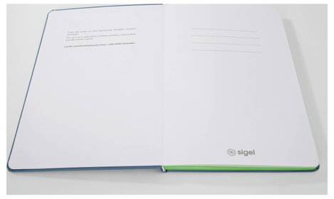 Sigel LS204 Jegyzettömb Linescape Hardcover DIN A5 kockás Középkék, Neonzöld Lapok száma: 88 4. kép
