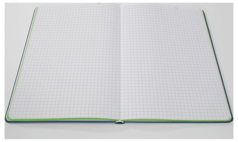Sigel LS204 Jegyzettömb Linescape Hardcover DIN A5 kockás Középkék, Neonzöld Lapok száma: 88 5. kép