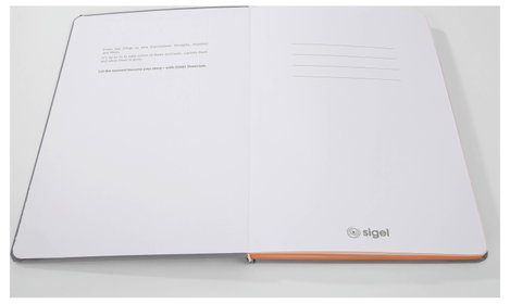 Sigel LS200 Jegyzettömb Linescape Hardcover DIN A5 kockás Világosszürke, Neon narancs Lapok száma: 8 7. kép