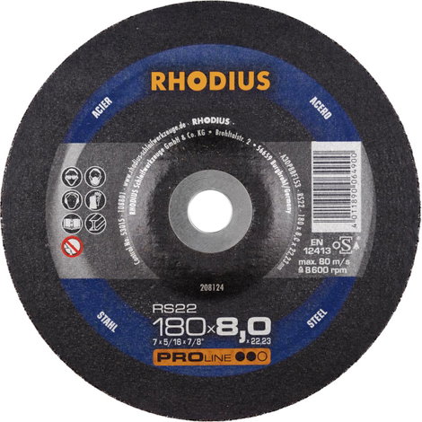 Rhodius 208124 RS22 Csiszolókorong Acél, Öntvény 10 db