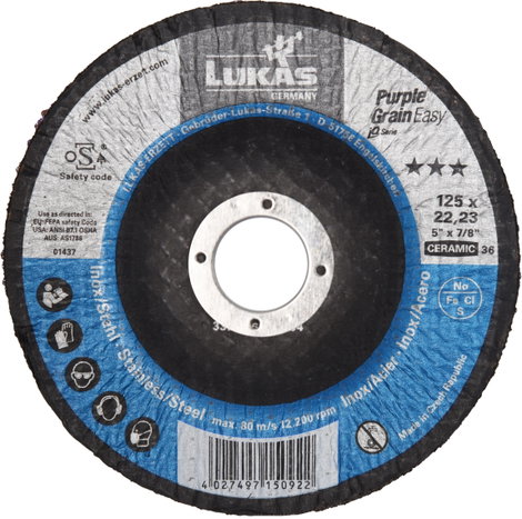 LUKAS-ERZETT A27611250361547 Csiszolókorong készlet Ø 125 mm Furat átmérő 22.23 mm 10 db 2. kép
