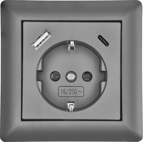 LEDmaxx USB2203 Földelt csatlakozó aljzat Antracit