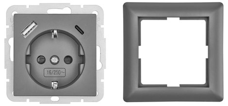 LEDmaxx USB2203 Földelt csatlakozó aljzat Antracit 2. kép