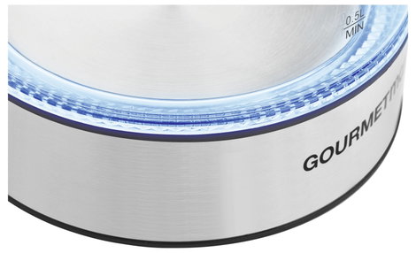 GourmetMaxx GOURMETmaxx Glas-Wasserkocher LED 1,7l 2200W Edelstahl/schwarz kabellos Vízforraló Vezet 4. kép