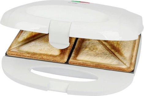 Clatronic ST 3813 Szendvicssütő Automatikus hőmérséklet beállás, Tapadásmentes bevonat Fehér