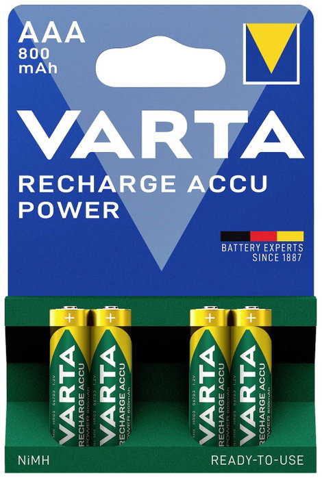 Mikroceruza akku AAA NiMH, 1,2V 800 mAh, 4 db, Varta Ready2Use HR3, HR03, UO100557, DC2400, DC2400B4