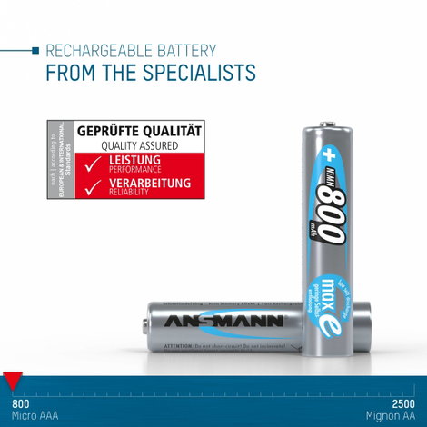 Mikroceruza akku AAA NiMH, 1,2V 800 mAh, 6 db, Ansmann maxE HR3, HR03, UO100557, DC2400, DC2400B4N, 13. kép