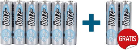 Ceruza akku AA, NiMH, 1,2V 2100 mAh, 8 db, Ansmann maxE LR06, AA, LR6, AAB4E, AM3, 815, E91, LR6N 2. kép