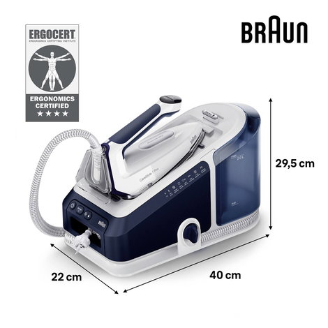 Braun IS 7282 BL 0128805001 Gőzölős vasalóállomás 2700 W Kék, Fehér 3. kép