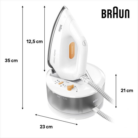 Braun IS 2132 WH 0128804000 Gőzölős vasaló 2400 W Fehér, Narancs 2. kép
