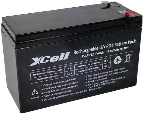 XCell 12.8-6 Speciális akku LiFePo tömb Laposérintkezős dugó LiFePO 4 12.8 V 6000 mAh