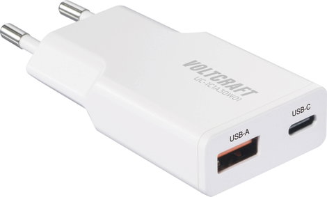 VOLTCRAFT UC-1C1A30W01 USB-s töltőkészülék 30 W 1x USB-A, 1x USB-C® Fast Charge, Power Delivery 3.0