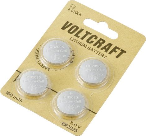 VOLTCRAFT Gombelem CR 2025 3 V 4 db 160 mAh Lítium LM2025