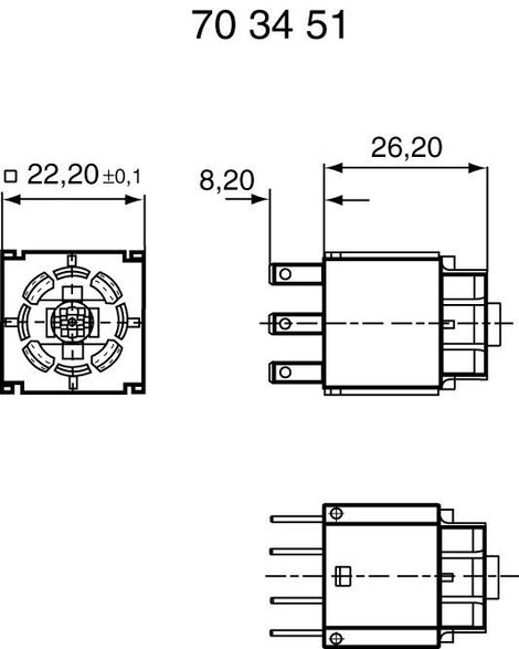 RAFI Univerzális kapcsoló elem 1.20123.001 izzó foglalattal Lapos dugaszolható csatlakozás 2.8 x 0.8 2. kép