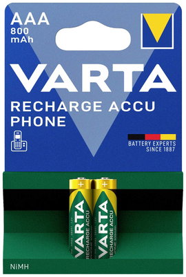 Mikroceruza akku AAA NiMH, 1,2V 800 mAh, 2 db, Varta Phonepower HR3, HR03, UO100557, DC2400, DC2400B