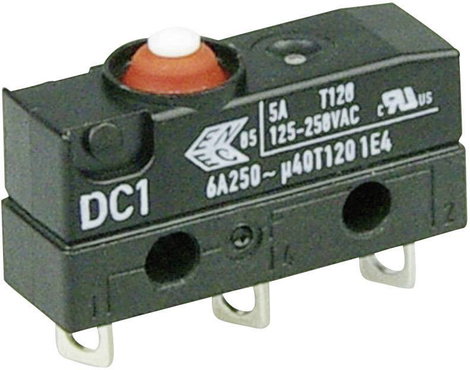 Szubminiatűr kapcsoló, 250 V/AC 1 váltó Forrasztható csatlakozás 250 V/AC IP67 Cherry Switches DC1C-