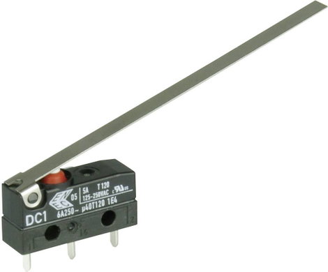 Szubminiatűr mikrokapcsoló, 250 V/AC 1 váltó 250 V/AC IP67, Cherry Switches DC1C-H1LD