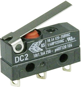 Szubminiatűr kapcsoló, 250 V/AC 1 váltó Forrasztható csatlakozás IP67 Cherry Switches DC2 DC2C-A1LB