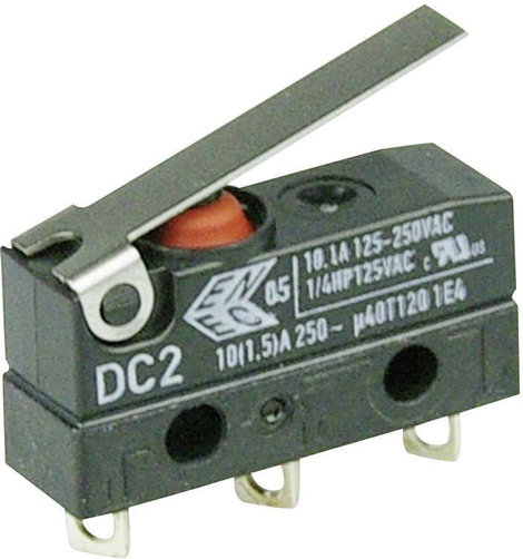 Szubminiatűr kapcsoló, 250 V/AC 1 váltó Forrasztható csatlakozás IP67 Cherry Switches DC2 DC2C-A1LB