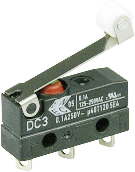 Szubminiatűr kapcsoló, 250 V/AC 1 váltó Forrasztható csatlakozás IP67 Cherry Switches DC3C-A1RC
