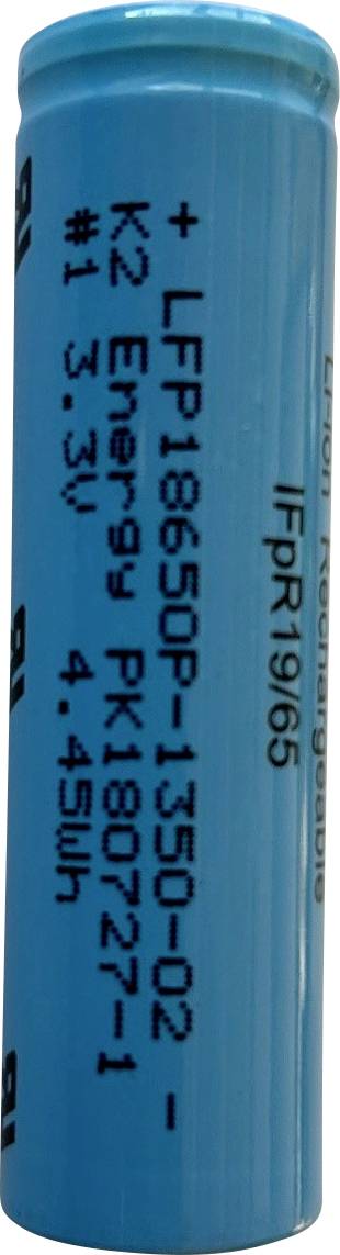 K2 Energy HIGH CAPACITY K218650UP01 POWER CELL DATA Akkucsomag 18650 Nagyáramra alkalmas, Magas hőmé