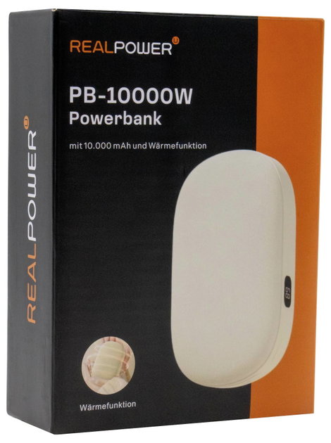 RealPower REALPOWER PB-10000W Powerbank 10.000 mAh Bézs Kézmelegítő 2. kép