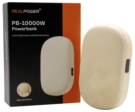 RealPower REALPOWER PB-10000W Powerbank 10.000 mAh Bézs Kézmelegítő 3. kép