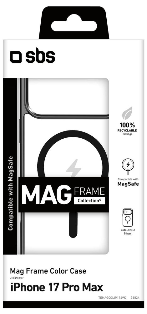sbs mobile Cover Apple iPhone 17 Pro Max Átlátszó, Fekete MagSafe kompatibilis TEMAGCOLIP1769K 2. kép