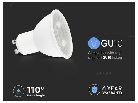 V-TAC 218746 SMD LED EEK F (A - G) GU10 7.5 W = 70 W Fehér 1 db 5. kép
