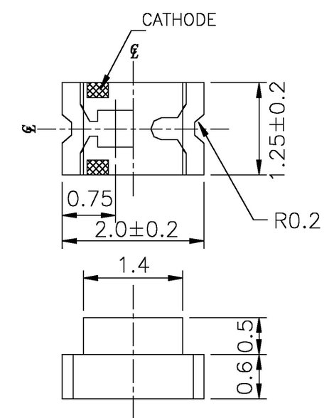 SMD LED 43 mcd, 140°, 20 mA, 2 V, sárga, 0805, Everlight 17-21UYC/S530-A2/TR8 2. kép