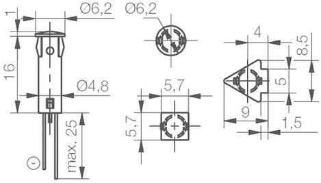 Szimbólumos jelzőlámpa 12-24 V, Ø 5 mm, zöld, négyzet, Signal Construct SKHD05202 3. kép